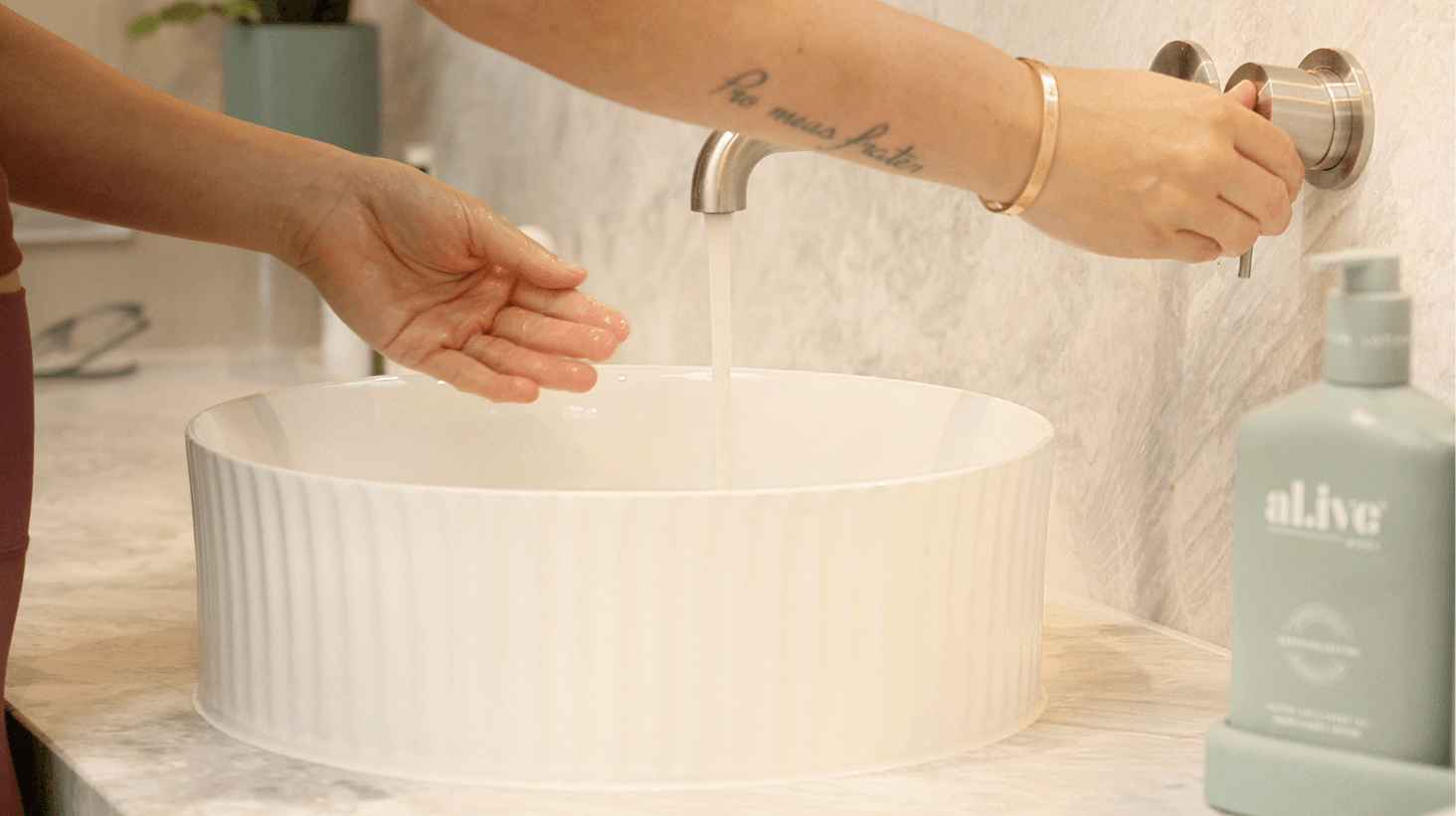 Parent and child washing hands