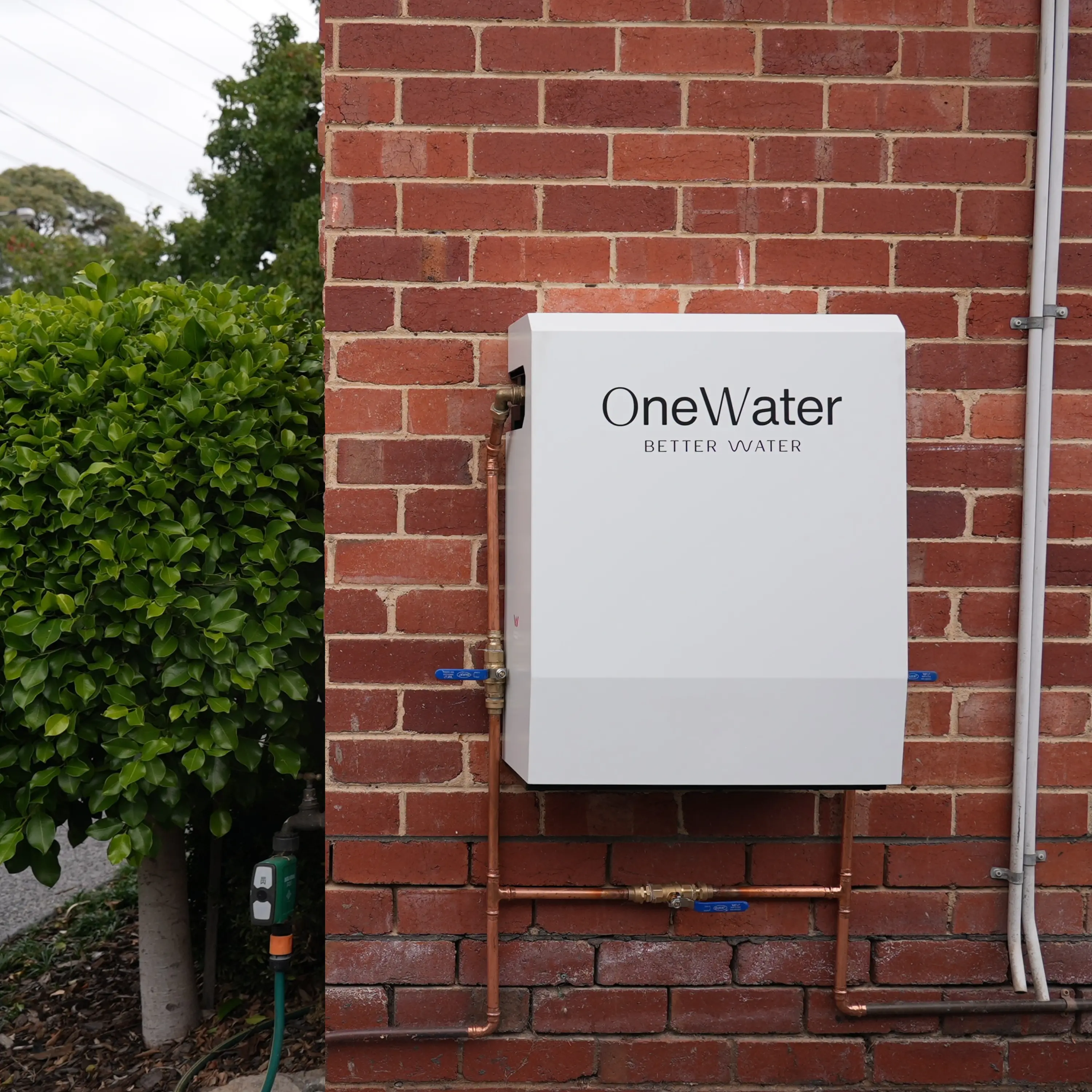 Australian family at kitchen sink enjoying purified water from OneWater system